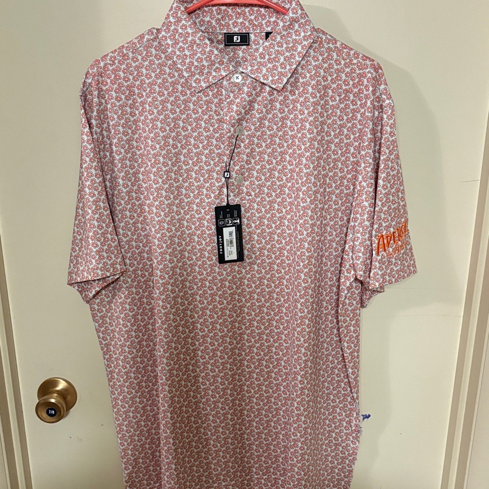 FootJoy Pink and White Patterned Polo Shirt